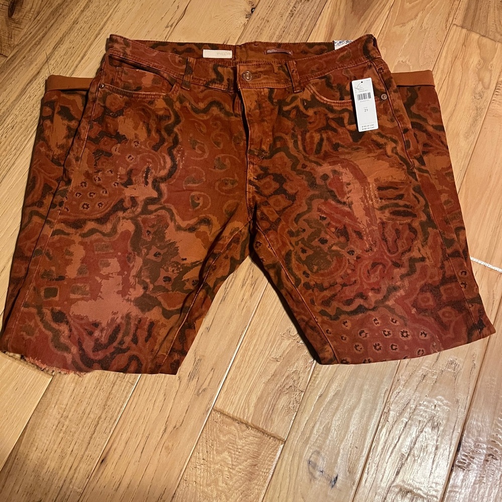NWT Anthropologie Pilcro Burnt Orange Patterned Jeans
